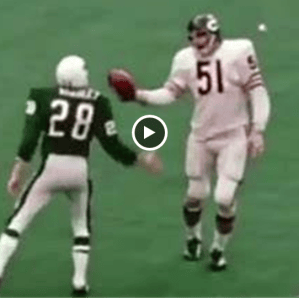 Watch Dick Butkus catch a pass for the singleton extra point in 1972
