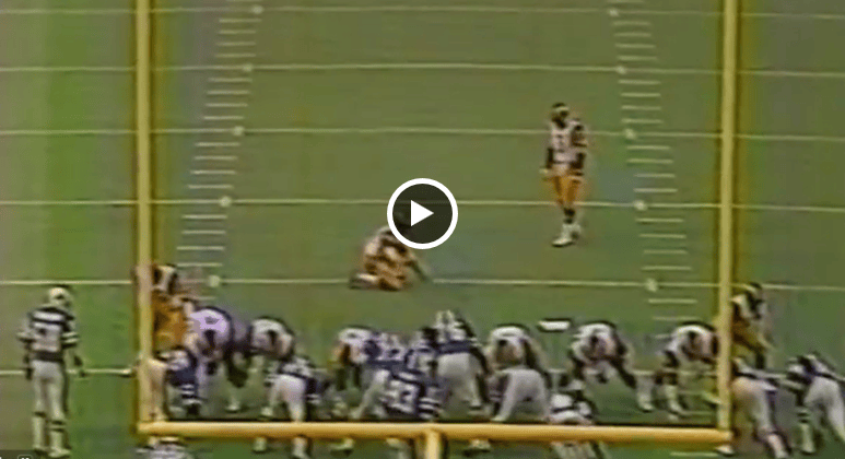 Watch the Los Angeles Rams Nolan Cromwell score on a singleton in 1980. 